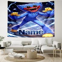 Custom Name Huggy Wuggy Print Tapestry, Backdrop, Easy Setup, Ideal for Bedroom, Office & Living Room, with Aesthetic Wall Hanging Decor. 130cmx150cm
