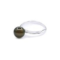 Ring - Pearls & Colors - Tahitian Cultured Pearl 8-9 mm Round - 925 Sterling Silver - AA+ Quality - Woman 56