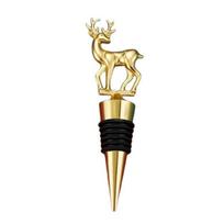 Zinc Zinc Zinc Alloy Wine Bottle Sealer Deer Snowflake Tree Shape Wine Cork Wine Preserver Cap  New Year Gold Deer beige