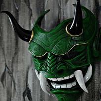 Helovino Hannya Dvasia Japonijos Kaukė Prajna Pusės Veido Kaukės Samurajus žalia