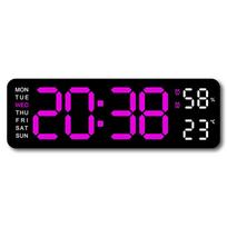 9 colių didelis skaitmeninis sieninis laikrodis Temperatūra Drėgmė Savaitė Automatiškai pritemdomas stalo laikrodis 12/24h elektroninio LED žadintuvo funkcija juoda/rožinė raudona spalva