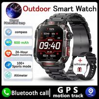 2025 Naujas Karinis GPS Išmanusis Laikrodis Vyrams Žibintuvėlis Kompasas Vandeniui Atsparus Lauko Sporto Seklys Bluetooth Skambučiai Išmanusis Laikrodis Black steel belt black