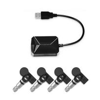 TPMS su USB padangų signalizacija Automatinė padangų slėgio stebėjimo sistema 4 padangų davikliai Temperatūros signalizacija Android automobilio DVD grotuvui black