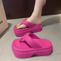 Platform Women's Flip-flops Casual Women's Slippers Soft Soles Summer Flat Sandals Outdoor Thick Soles Non-slip Beach Shoes 35-36 pink