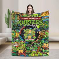 TMNT Game Flannel Blanket  Warm Throw Blanket for Couch Chair Travel Office Print Bedspread Sofa Bed Cover 30x40in black