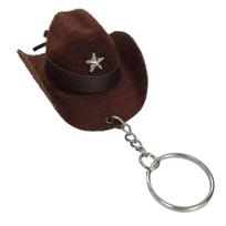 Stylish Western Cowboy Hat Keychain Pendant Practical Leather Keyrings Portable Bag Key Chain Decoration for Women ruda