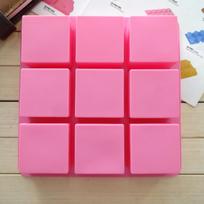 9 Cavities 100ml Square Fondant Cake  Silicone Chocolate Ice C ube red