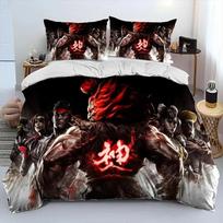 3D Print Street Fighter Retro Game Bedding Collection Duvet Cover Bed Collection Quilt Cover Pillowcase Comforter King Queen Size Boys Adult 70x133cm 2pcs black