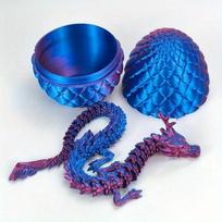3D spausdintas kinų drakono figūrėlė 25 cm, pilnai judančiais sąnariais, kiaušinių laikiklis, gradientinės spalvos, vaikų žaislas, dekoratyvinis elementas, šventinė dovana blue