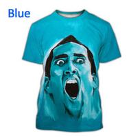 Madingas narvo veido marškinėlis Juokingi 3D Nicolas Kim Coppola grafiniai marškinėliai vyrams Viršutiniai drabužiai Marškinėliai Unisex moterims Laisvalaikio trumpomis rankovėmis 5XL blue