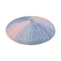 Vintage Gradient Wool Knit Beret All-match Knit Hat Fall Winter Cap Accessories mėlyna
