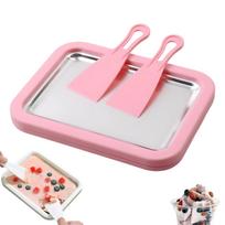Children's DIY Ice Cream Maker Pan with 2 Scrapers Ice Cream Maker Plate Multifunctional Cold Sweet Fried Food Plate Rolled rožinė