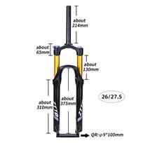 ZTTO MTB Bike Air Fork 120mm Travel Suspension 27.5 29 Inch Quick Release Straight Tube 1 1/8  Bicycle Front Fork Cycling Parts 27.5 Straight Tube black
