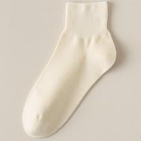 Women's Odor-Resistant Thin Cotton Summer Socks - Loose Cuff, Postpartum Comfort, Solid Color Mid-Calf Dopamine Style. One Size smėlis