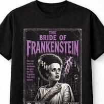 Bride of Frankenstein Gothic Monster Vintage Horror VHS Unisex TShirt L black