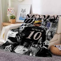 Neymars Versatile Career printed flannel breathable and warm blanket, a stylish home gift, suitable for home, office and bedspread use. 15a17 75cmx90cm gray