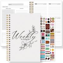 Undated Weekly Planner Spiral Notebook With Habit Tracker To Do List Goal Setting Stickers For School Work smėlis
