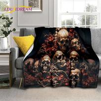 3D siaubo gothic kaukolės skeleto minkšti flaneliniai pledai, metamas pledas patogus pledas piknikui lovoms sofai namų miegamojo dovanoms 75x90cm( 29x35in )
