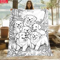 1pc High-Definition Printed Blanket, Featuring 2D Flat Dog Design. Comfortable And Warm Fleece Blanket, Suitable for Travel, Camping, Or Use on Sofas, 75X95CM white
