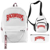 Backwoods Cigar 3D Full Print Oxford Fabric Waterproof Backpack Set With Crossbody Bag Daily Use 3-piece backpack set