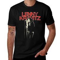 Lenny Kravitz Red Logo Mic Pose Tshirt Basic Solid Color Short Sleeve Tshirt M black