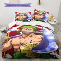 One Piece Roronoa Zoro Pattern Bedding Quilt Set Quilt Cover Pillowcase Home Birthday Gift(1 * duvet cover + 2 * pillowcase, without core) 140x200cm