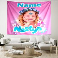 Custom Name Like Nastya Print Tapestry, Backdrop, Easy Setup, Ideal for Bedroom, Office & Living Room, with Aesthetic Wall Hanging Decor. 100cmx150cm