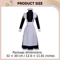Classic Lolita Maid Dress, Complete Cosplay Set with Apron And Long Sleeves, Unisex Polyester, 3XL gray