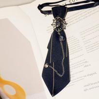 Crystal Bow Tie Choker Shirt Tie Y2K Pre-tied Tie  Women Style 3 black
