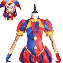 The Amazing Digital Circus Pomni Cosplay Costume Cartoon Outfit Hat Gloves Socks for Halloween Party Adults XXXL balta