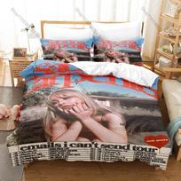 Sabrina Carpenter Bedding Set Music Star Print Duvet Cover Pillowcase Bedroom Home Decor For Fans Music Artist Teens Fans 70x133cm 2pcs gray