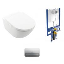 Pakabinamo WC komplektas Villeroy & Boch Subway 3.0 TwistFlush su CeramicPlus danga ir pilku mygtuku