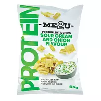 Užkandis ME2U PROTEIN LENTIL CHIPS SOUR CREAM & ONION, 65 g