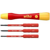 Wiha atsuktuvas su antgalių laikikliu PicoFinish electric slimVario 43167, 4 dalių, VDE izoliacija, 1000V AC, PH, PZ, plyšys, 75mm