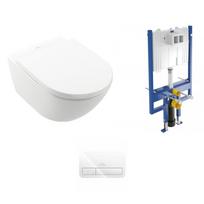 Pakabinamo WC komplektas Villeroy & Boch Subway 3.0 TwistFlush su CeramicPlus danga ir baltu mygtuku