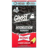 Ghost, „Hydration Electrolytes+“, „Sonic® Cherry Limeade“, 8 užkandžiams skirtos lazdelės po 9 g (0,32 uncijos)