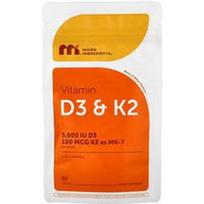 Micro Ingredients, Vitaminas D3 ir K2, 90 minkštųjų kapsulių
