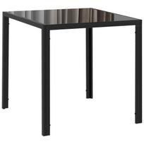 Kvadratinis valgomojo stalas 4 asmenims, stiklinis, 75 × 75 × 75 cm, juodas