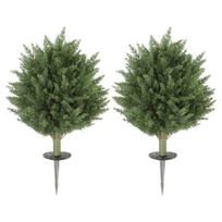 Dirbtiniai augalai – kiparisai, atsparūs UV spinduliams, 2 vnt., 60 cm, žali