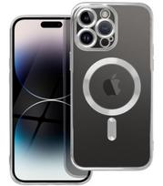 Sidabrinės spalvos / skaidrus dėklas Apple iPhone 14 Pro Max telefonui "Electro Mag Cover"