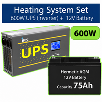 Rinkinys:  Profesionalus Inverteris UPS šildymo sistemai 600W + 12V 75Ah baterija.