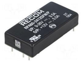 Converter: DC/DC | 60W | Uin: 9÷36VDC | Uout: 12VDC | Iout: 5A | THT | OUT: 1