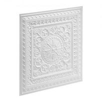 PVC lubų plokštės, 605 x 605 mm, 12 vnt., baltos, su 3D geometriniu raštu, kabančiai lubų sistemai