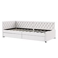 Aksominė sofa-lova 90/180x200 cm su ištraukiama lova ir grotelėmis, dvigulė lova, smėlio