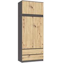 Spinta Akord Furniture Factory S90, grafito sp./artisan oak sp., 90 cm x 51 cm x 234 cm