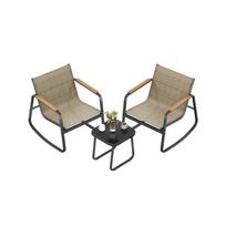 Lauko baldų komplektas SONGMICS GGF0027B01, 2 supamosios kėdės ir stalas, Ruda