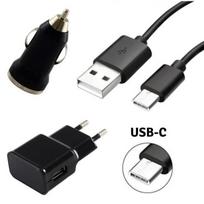 3in1 Įkroviklis - Phonillico® - Suderinamas su Huawei HONOR 8-10 - USB-C 1m - 2A Įkroviklis - 1A Automobilinis Įkroviklis