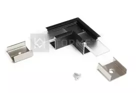 LED juostos profilio LINEA-IN20 90 laipsnių kampinis sujungimas, juodai anoduotas