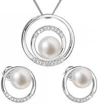 Evolution Group Sidabrinis jewelry set with genuine Pavona pearls 29038.1S (earrings, pakabukas, pendant)