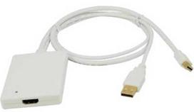 LogiLink Mini DisplayPort + USB audio į HDMI adapteris, 0,6 m, mini DisplayPort, HDMI, balta, vyriškas/moteriškas, 0,09 g